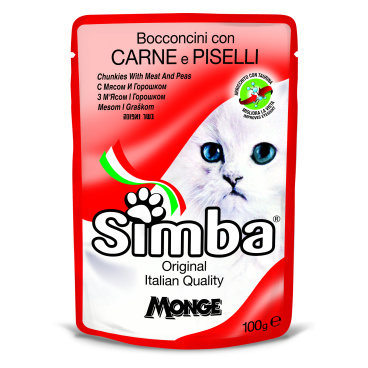 Simba Cat Pouch with Beef and peas 100g (Box of 24 Pouches) (Wet food)