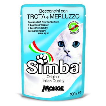 Simba Cat Pouch With Trout & Codfish 100gr (Box of 24 Pouches) (Wet food)