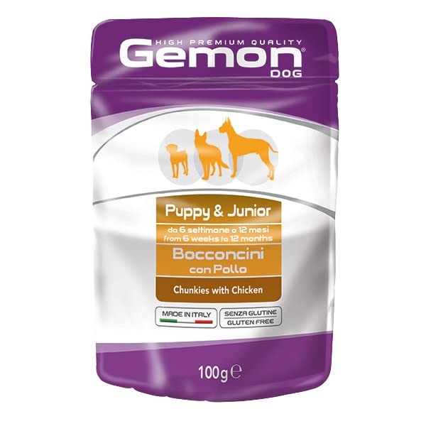 Gemon Dog Pouch Puppy & Junior Chunkies With Chicken 100gr (Wet food)