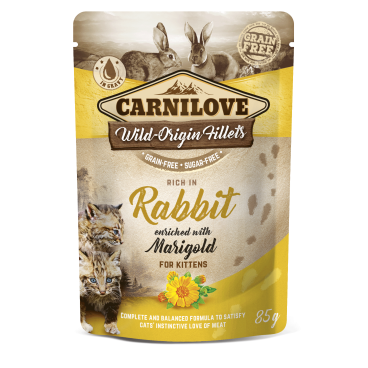 Carnilove cat pouch rich in Rabbit enriched with Marigold for kittens 85 g (Wet Food)