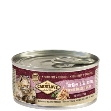 Carnilove (White Muscle Meat) Turkey & Salmon for Kittens 100 g (Wet Food)