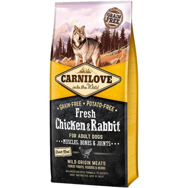 Carnilove Fresh Chicken & Rabbit Muscles, Bones & Joints for Adult dogs 12 kg (Dry Food)