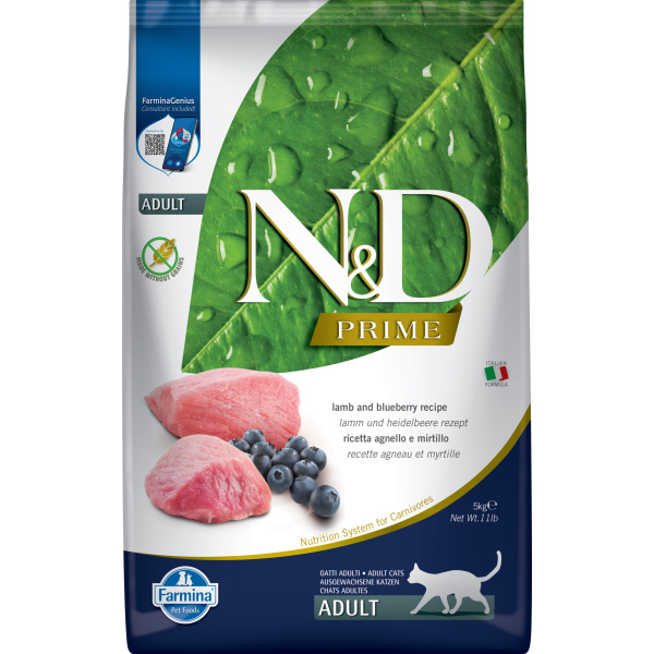 FARMINA N&D PRIME CAT LAMB&BLUBERRY ADULT Kg.5 (Dry Food)