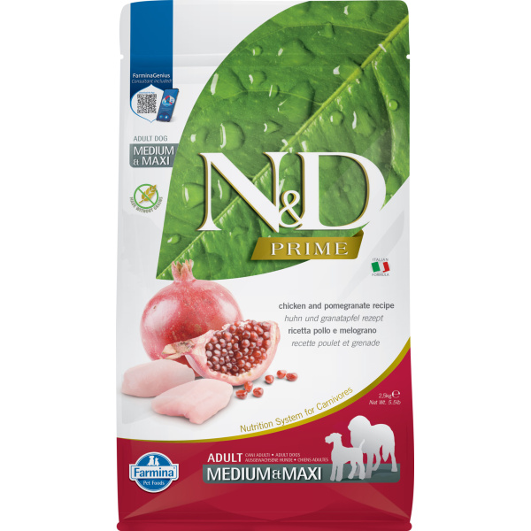 FARMINA N&D PRIME DOG CHICKEN&POMEGRANATE ADULT MEDIUM/MAXI 2.5kg (Dry Food)
