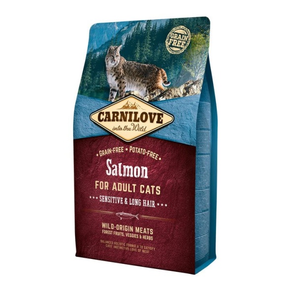 Carnilove Salmon for Adult Cats – Sensitive & Long Hair (Dry food)