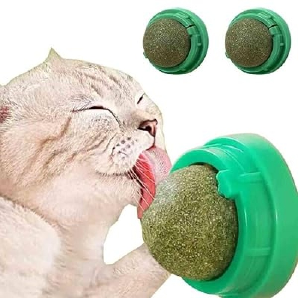 Natural Catnip Cat Wall Stick-on Ball Toy Treats - Image 2