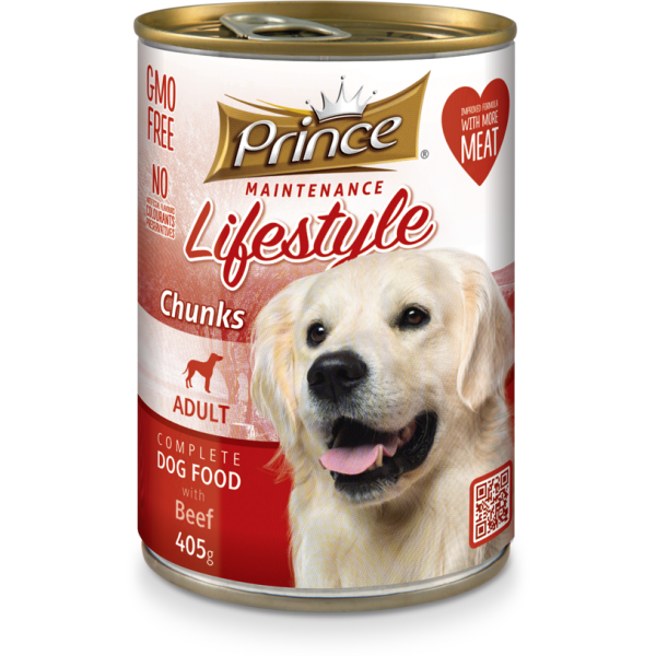 Prince Lifestyle Dog Chunks with Beef 405g (Wet Food)