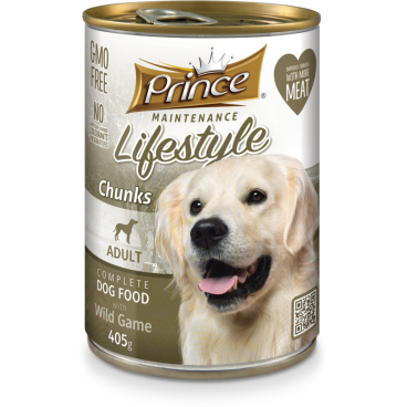 Prince Lifestyle Dog Chunks with Wild Game 415g (Wet Food)