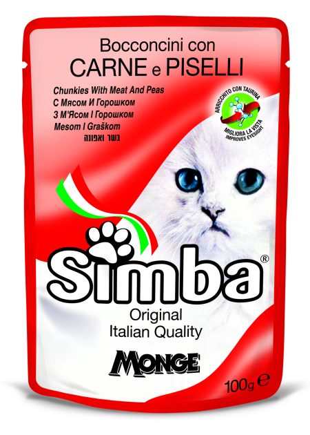 Simba Cat Pouch with Beef and peas 100g (Box of 24 Pouches) (Wet food)