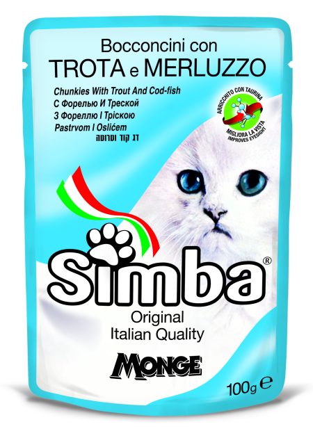 Simba Cat Pouch With Trout & Codfish 100gr (Box of 24 Pouches) (Wet food)