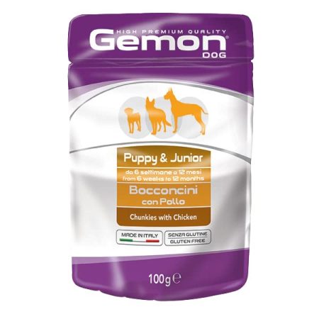 Gemon Dog Pouch Puppy & Junior Chunkies With Chicken 100gr (Wet food)