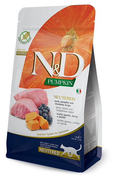 N&D Cat Neutered - Lamb, pumpkin and blueberry recipe.1.5kg (Dry food)