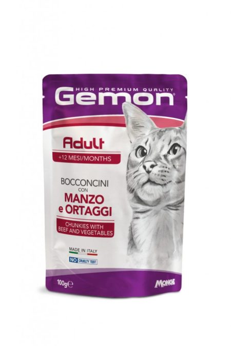 GEMON POUCH CAT ADULT BEEF/VEG (Wet food)