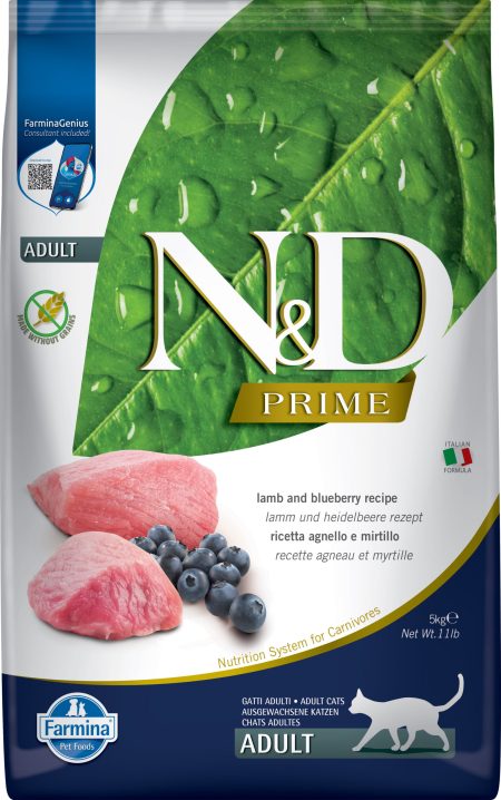 FARMINA N&D PRIME CAT LAMB&BLUBERRY ADULT Kg.5 (Dry Food)