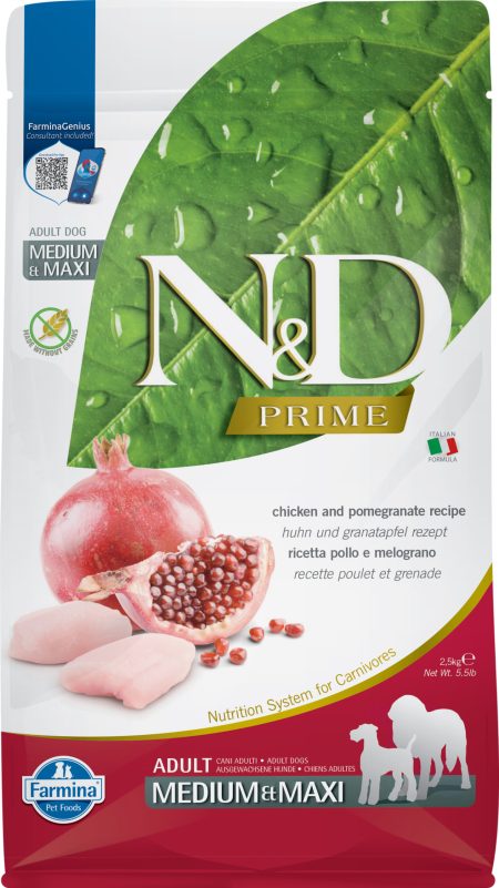 FARMINA N&D PRIME DOG CHICKEN&POMEGRANATE ADULT MEDIUM/MAXI 2.5kg (Dry Food)