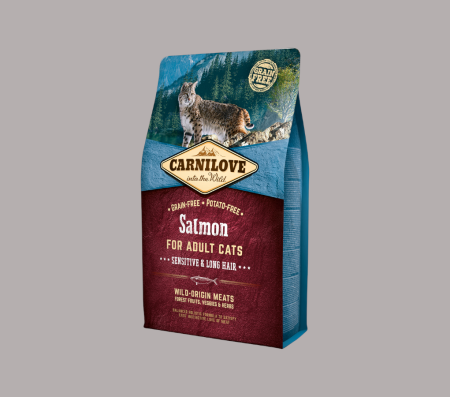 Carnilove Salmon for Adult Cats – Sensitive & Long Hair (Dry food)