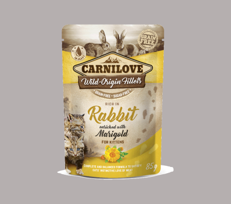 Carnilove cat pouch rich in Rabbit enriched with Marigold for kittens 85 g (Wet Food)