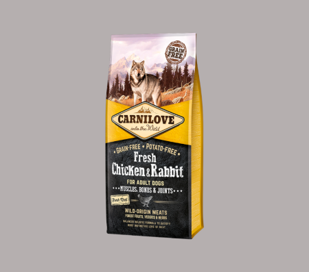 Carnilove Fresh Chicken & Rabbit Muscles, Bones & Joints for Adult dogs 12 kg (Dry Food)
