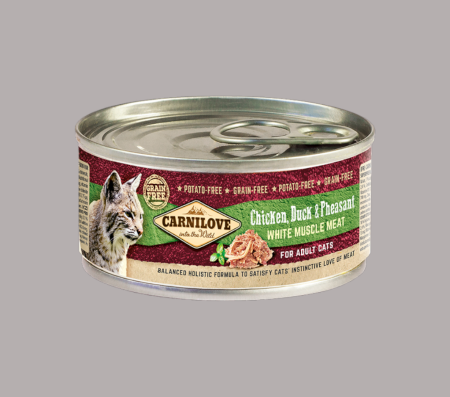 Carnilove (White Muscle Meat) Chicken, Duck & Pheasant for Cats 100 g (Wet Food)