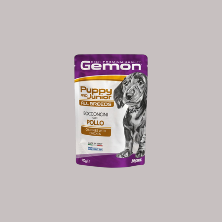Gemon Dog Pouch Puppy & Junior Chunkies With Chicken 100gr (Wet food)