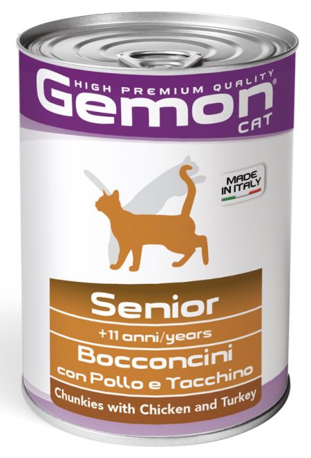 Gemon Cat Senior Chunkies with chicken & Turkey 415gr (Box of 24 Cans)