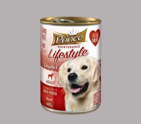 Prince Maintenance Lifestyle Dog Adult Chunks with Beef 405g (Wet Food)