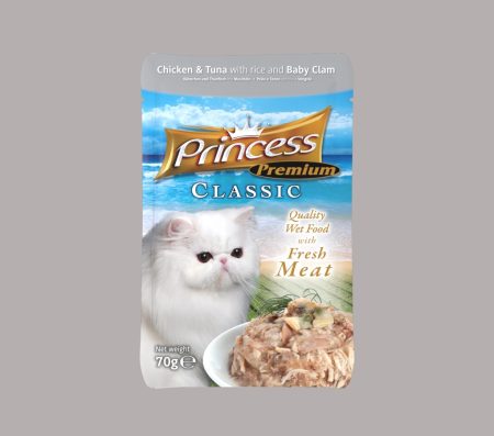 Princess Classic Pouches – Chicken & Tuna With Rice & Baby Clam 70g (Wet Food)