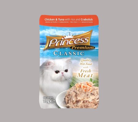 Princess Classic Pouches – Chicken & Tuna With Rice & Crabstick 70g (Wet Food)