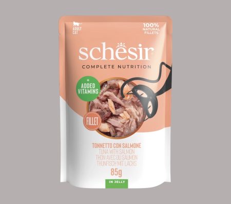 Schesir Pouch for Adult Cat with Tuna and Salmon in Jelly 85g