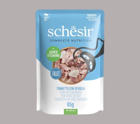 Schesir Pouch for Adult Cat with Tuna and Sea Bass in Jelly 85g
