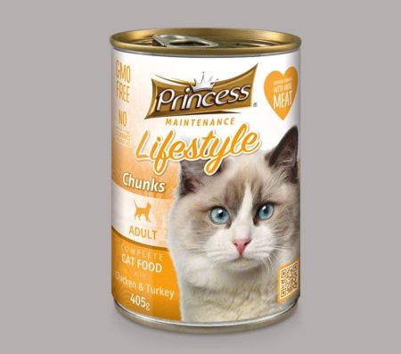 Princess Cat Adult Maintenance Lifestyle Chunks with Chicken & Turkey 405g (Wet Food)