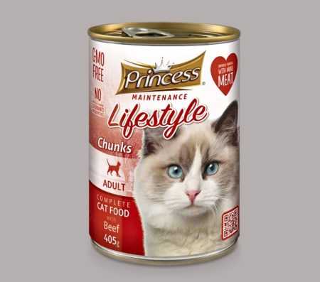Princess Cat Adult Maintenance Lifestyle Chunks with Beef 405g (Wet Food)
