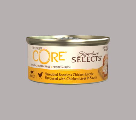 Wellness Core Signature Selects Shredded Boneless Chicken Entree with Chicken Liver in Sauce for Adult Cat- 79g