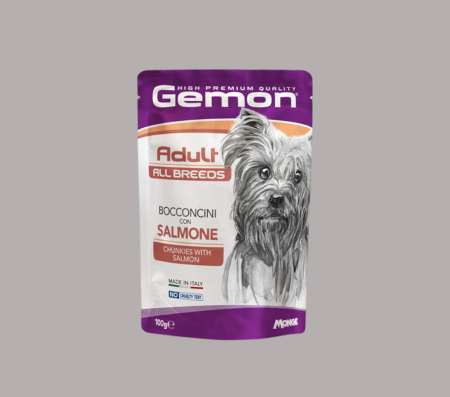 Gemon Dog Pouch Adult All Breeds Chunkies With Salmon100gr (Wet food)