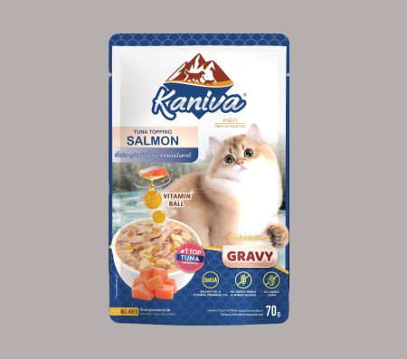 Kaniva Cat Tuna Topping Salmon in Gravy Pouch 70g (Wet Food)