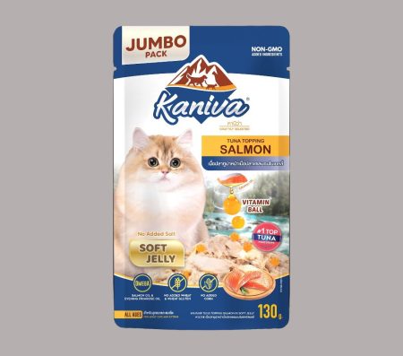 Kaniva Cat Tuna Topping Salmon in Soft Jelly Jumbo Pack 130g (Wet Food)