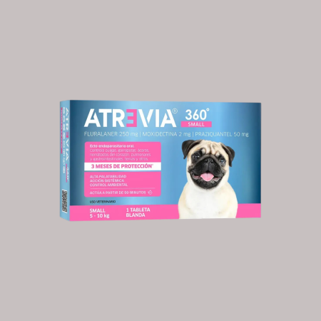 Atrevia 360 Small 5-10 Kg ( Fluralaner 250 mg moxidectin 2mg praziquantel 50mg )