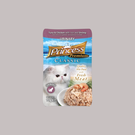 Princess Classic Pouch Cat Urinary with Tuna & Chicken with rice & Shrimp 70g