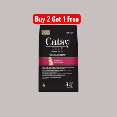 Catsy Gold Premium Special for Nuetered Cats with Chicken BUY 2 GET 1 FREE 3KG (Dry Food)