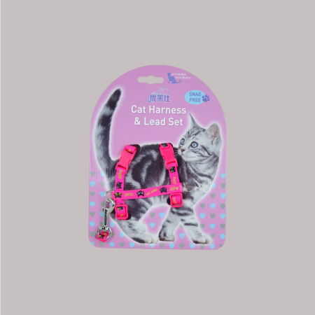 Golden Panda Cat Harness & Lead Set (Pink)