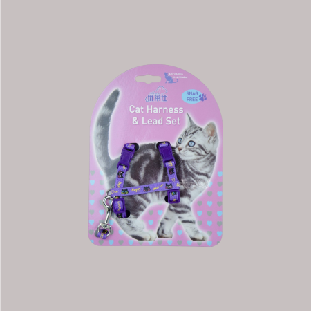 Golden Panda Cat Harness & Lead Set (Purple)