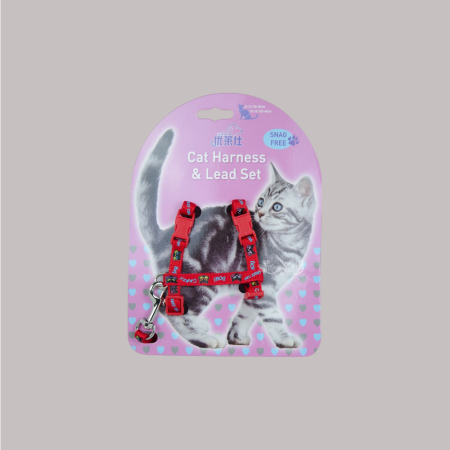 Golden Panda Cat Harness & Lead Set (Red)