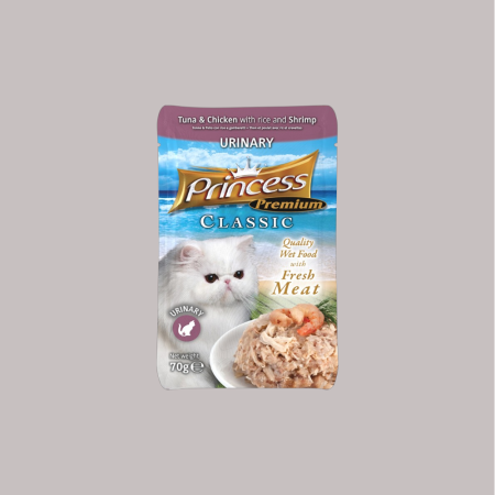 Princess Classic Pouches Urinary with Tuna & Chicken with Rice & Shrimp 70g