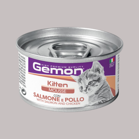 Gemon Cat Kitten Mousse with Salmon and Chicken 85gr (Wet Food)