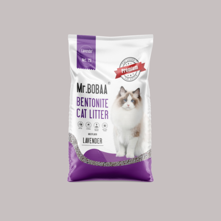 Mr.Bobaa Ball Shape Bentonite Cat litter 25L/20kg-Lavender Scented