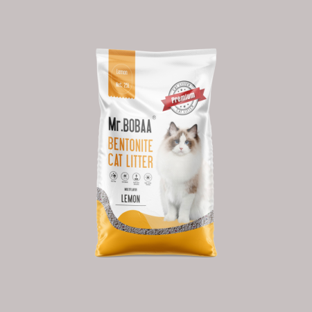Mr.Bobaa Ball Shape Bentonite Cat litter 25L/20kg-Lemon Scented